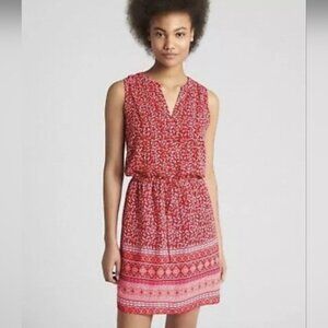 Gap Cherry Red Floral Girlie Cute Dress Spring Summer Flowy Sheer Pocket Size M